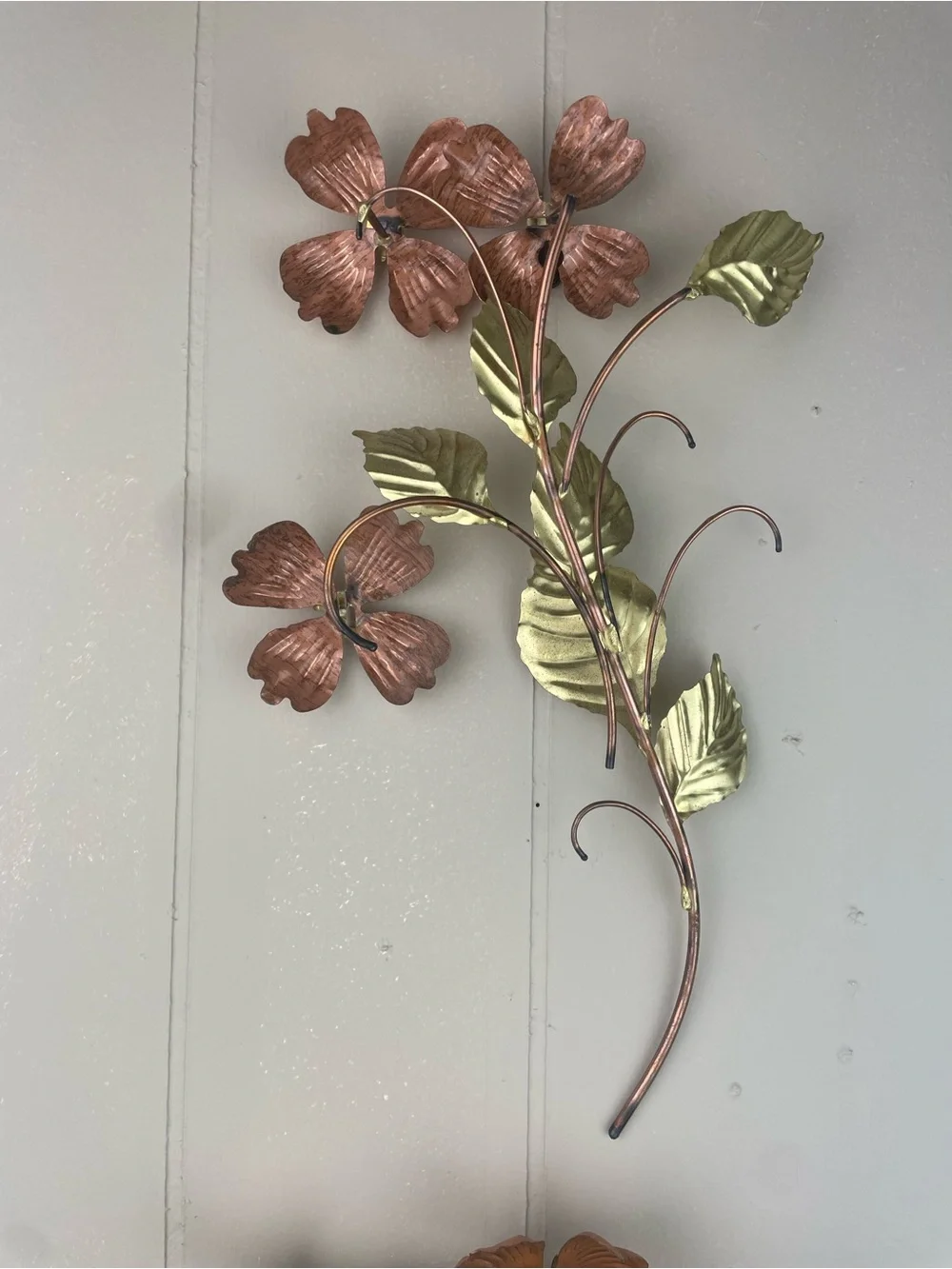 Vintage Homco Brass and Copper Metal Floral Mid Century Wall Art Pieces (2) - Picture 5 of 7